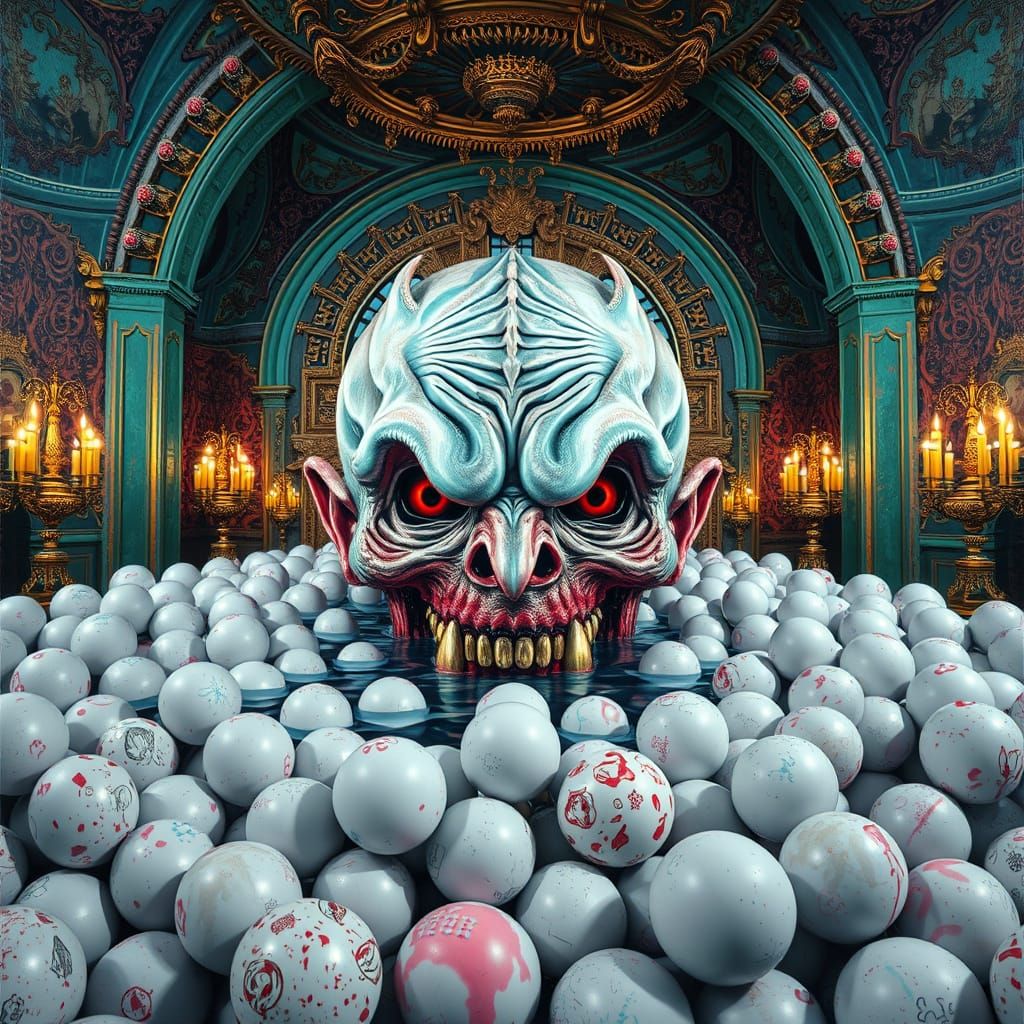 Grotesque Face in Graffiti and Splash Art Style