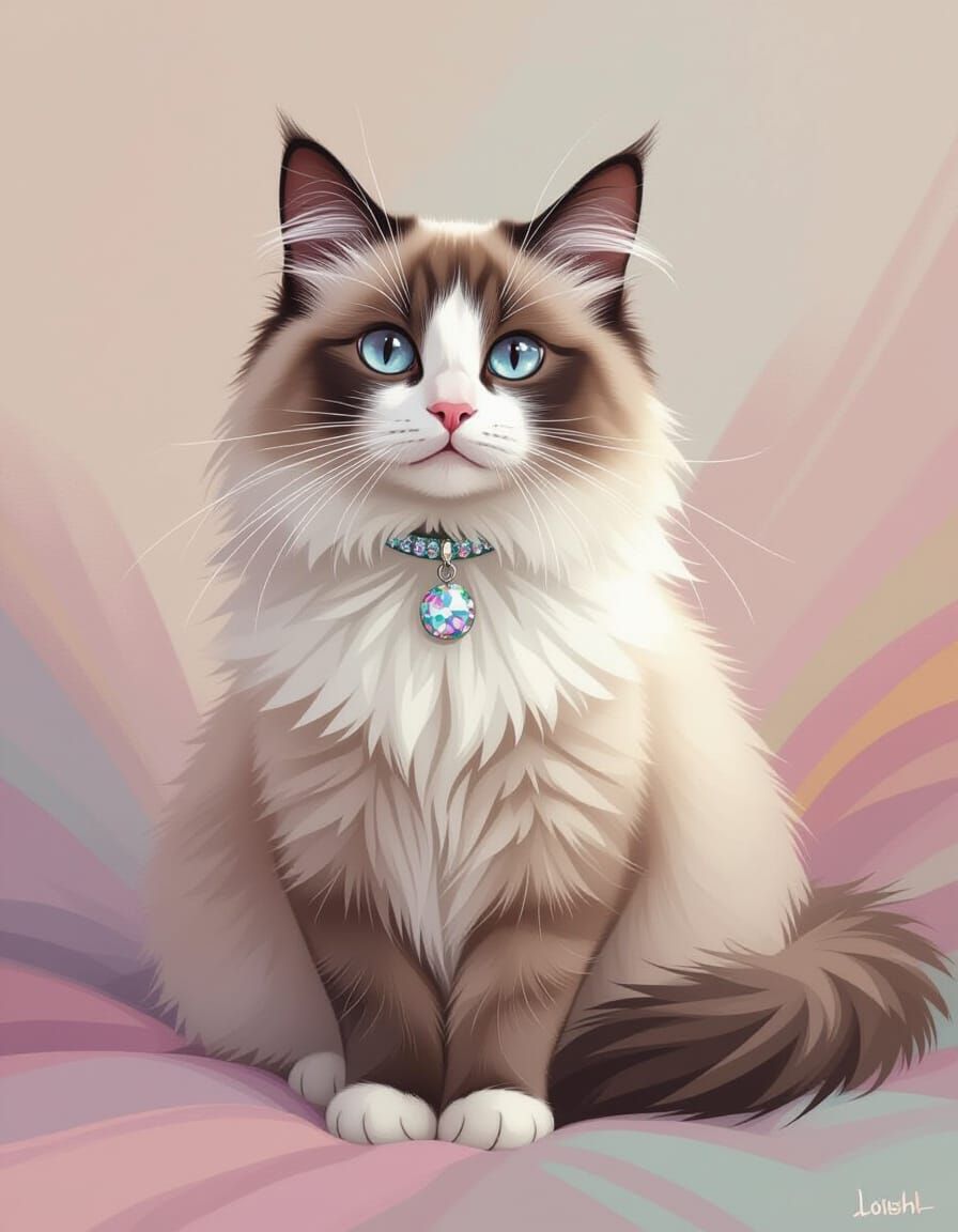 Serene Ragdoll Cat in Pastel Hues