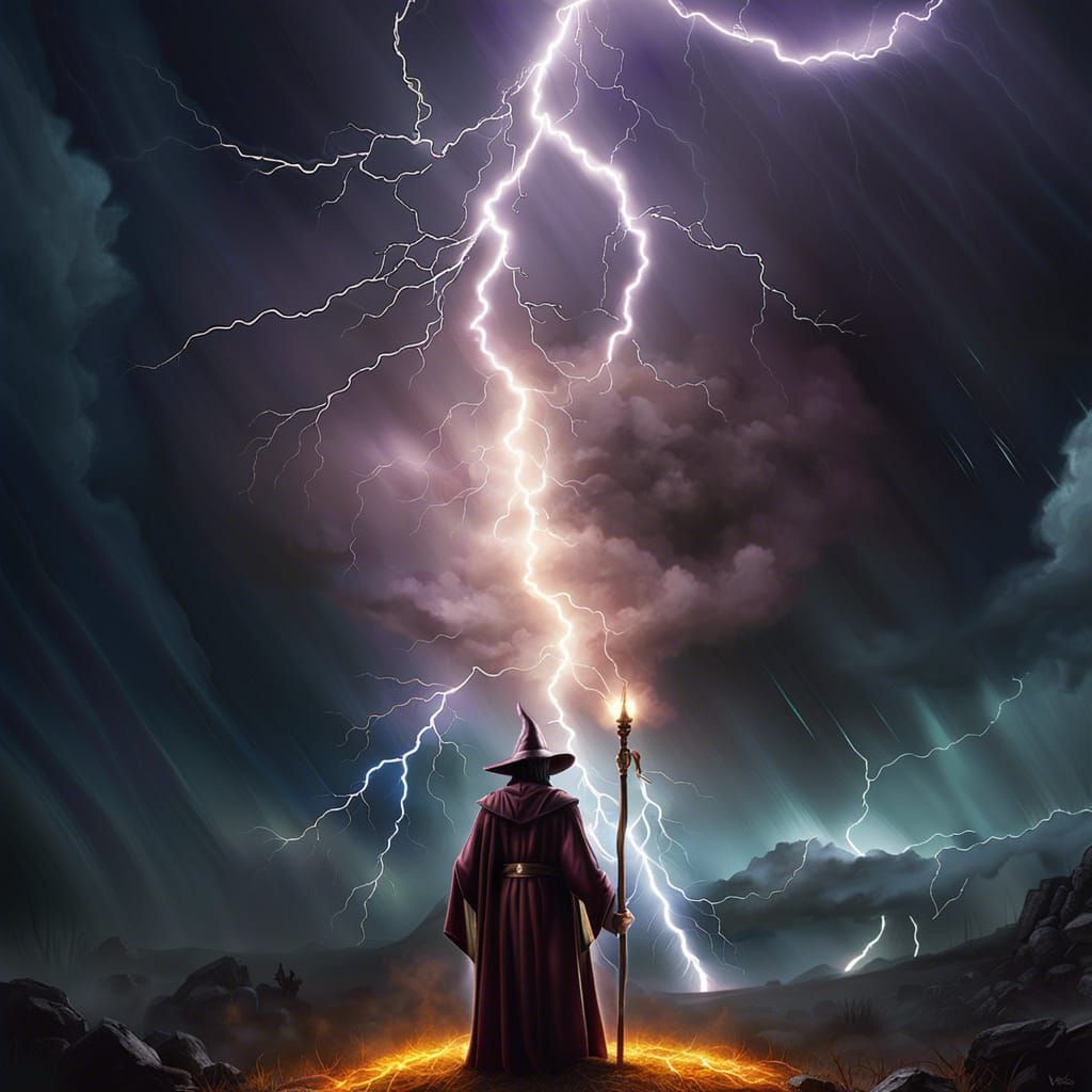 Epic Wizard Conjures Lightning Storm