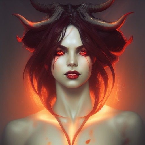 Detailed Portrait of a Demon Succubus