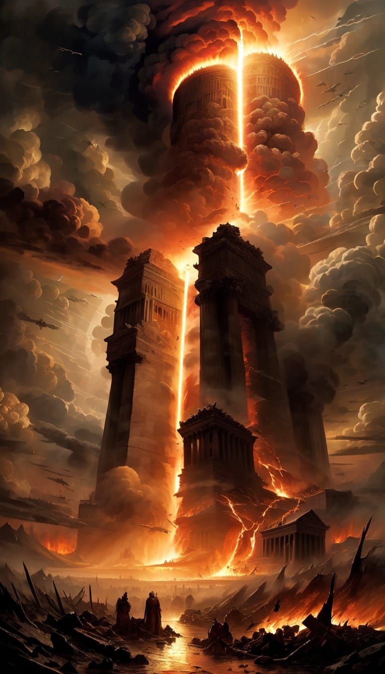 Biblical Pillar of Cloud and Fire in Apocalyptic Style