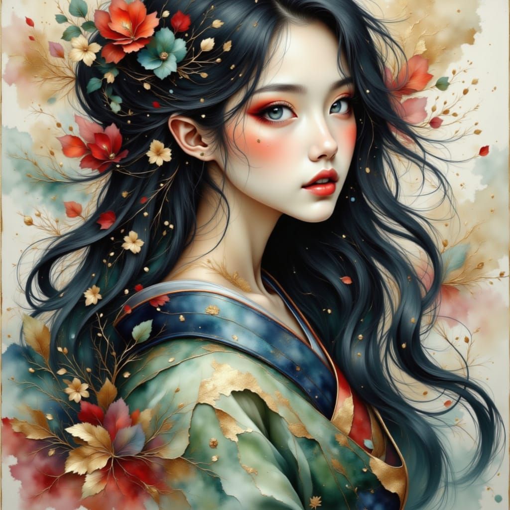 Watercolour of an asian woman