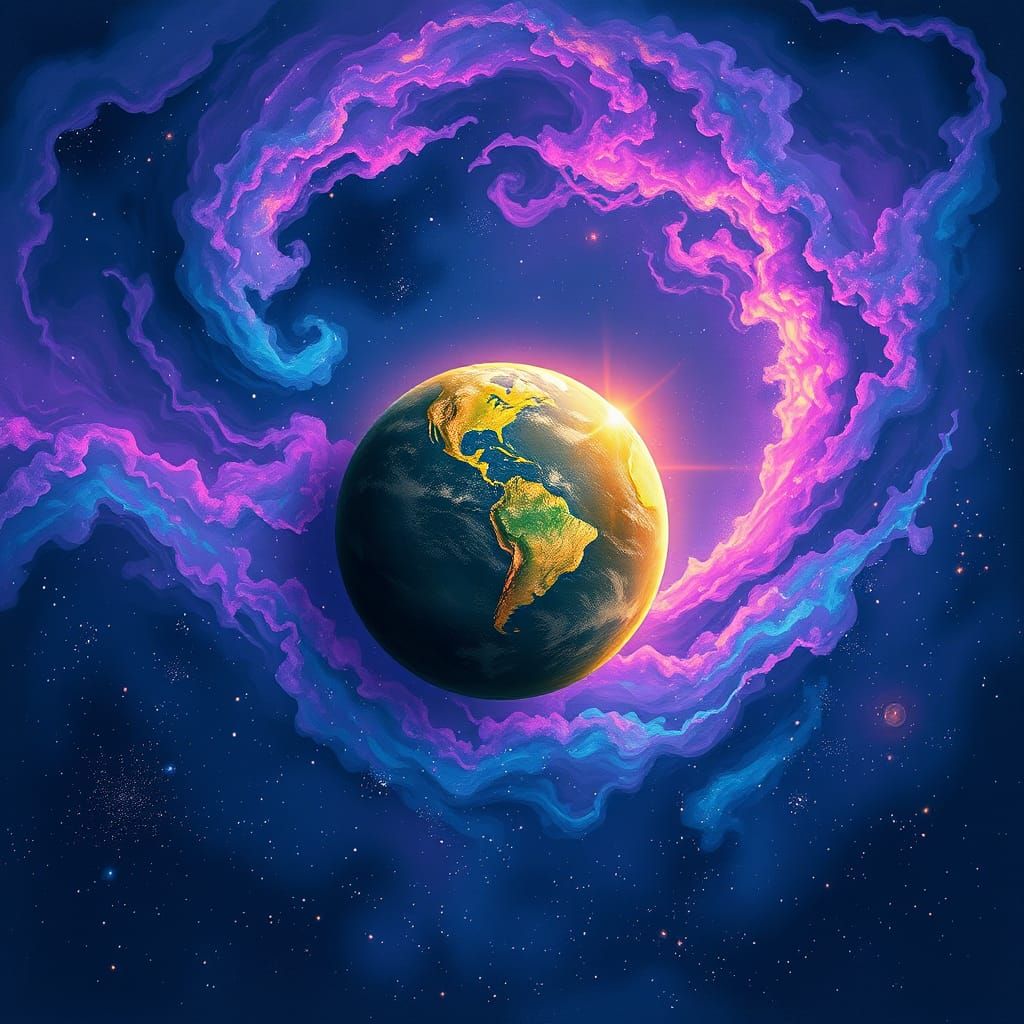 Glowing Galaxy Globe in Sci-Fi Style