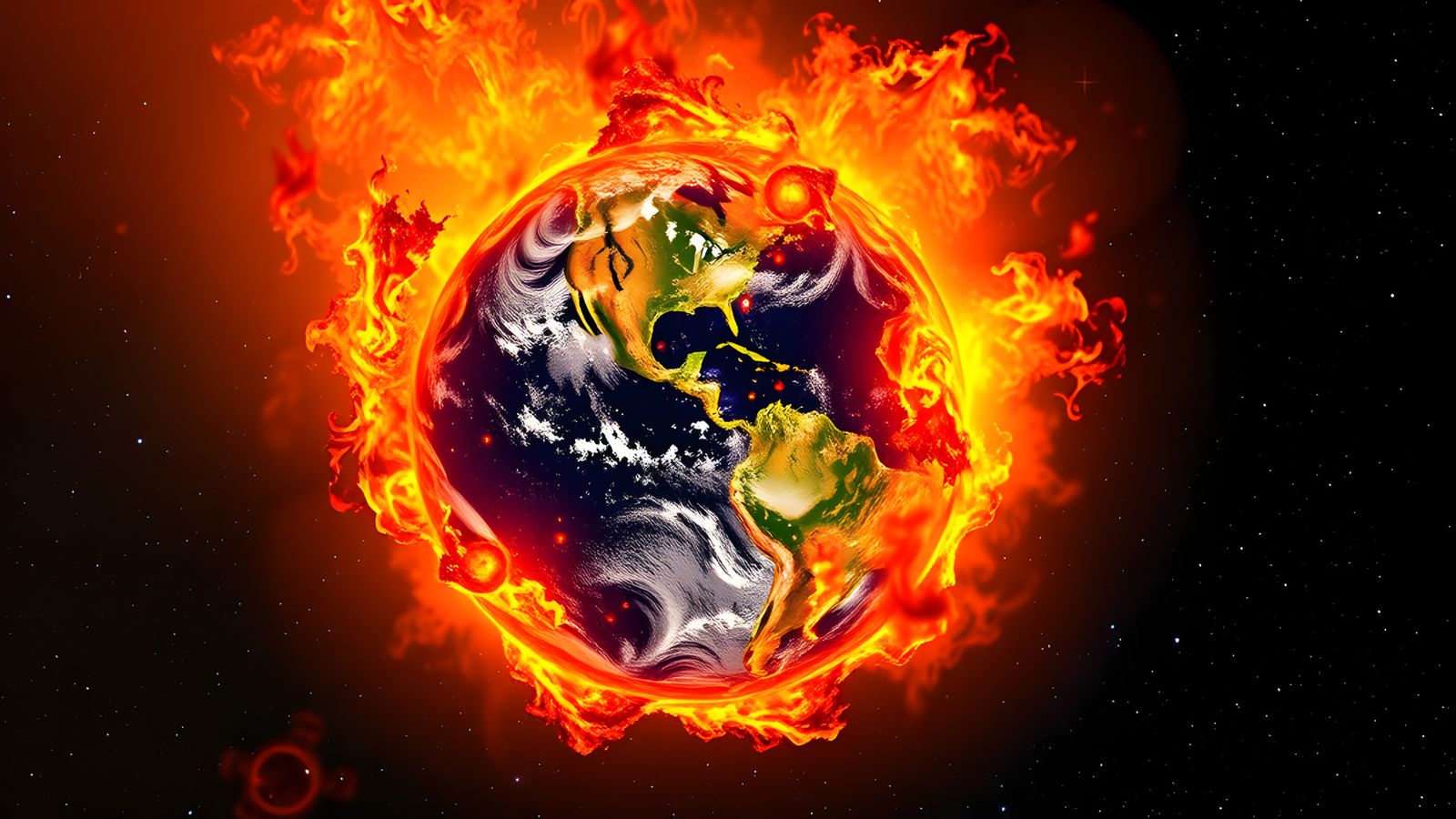 Earth on Fire: A Cosmic Holographic Illustration