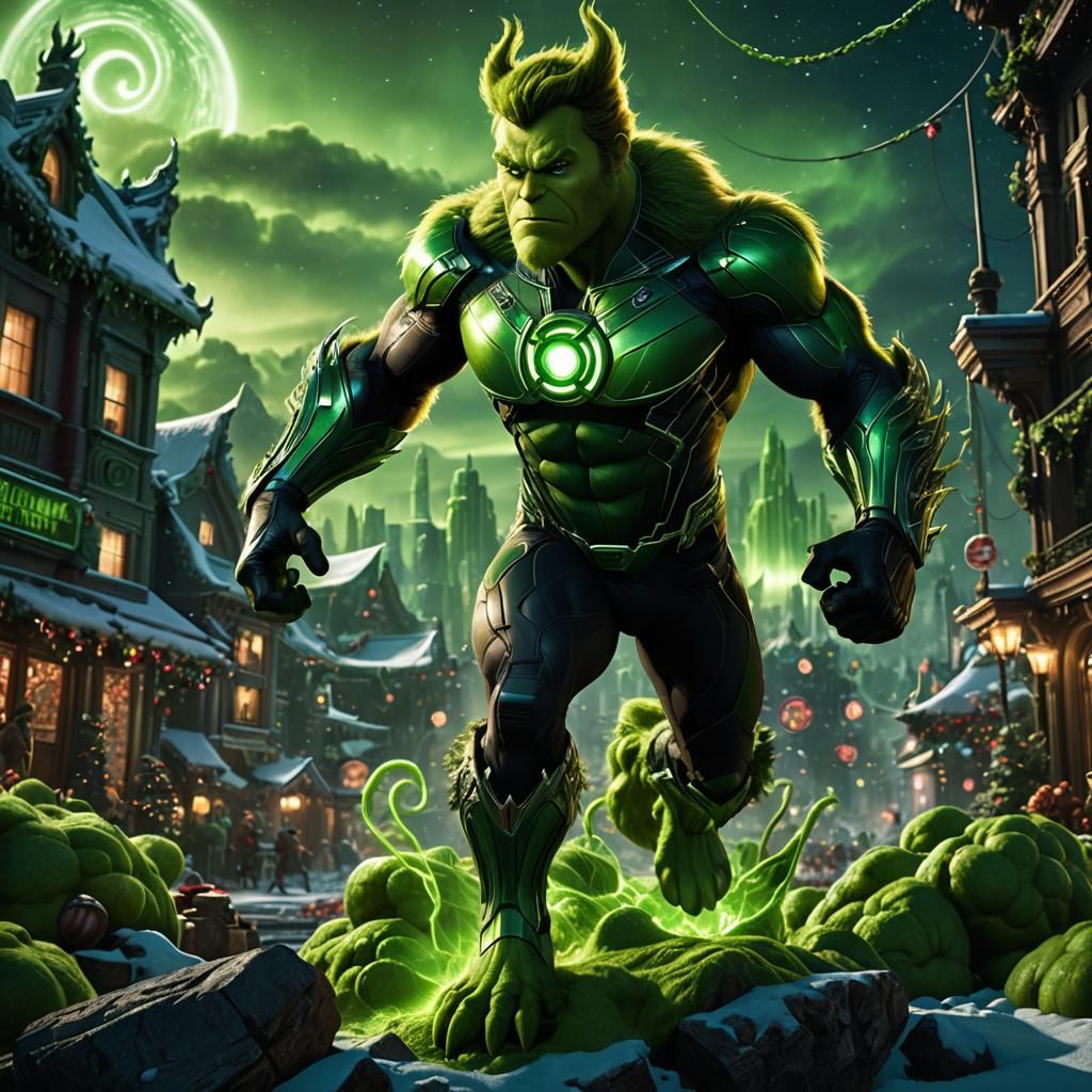 Green Lantern as The Grinch: Digital Matte Painting