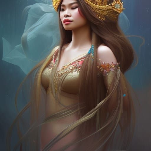 Beautiful Filipina Princess Portrait in Hyperdetailed Style
