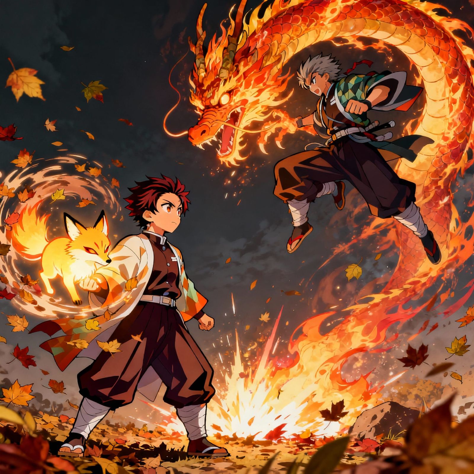 Anime Warriors Clash Fox and Dragon Spirits