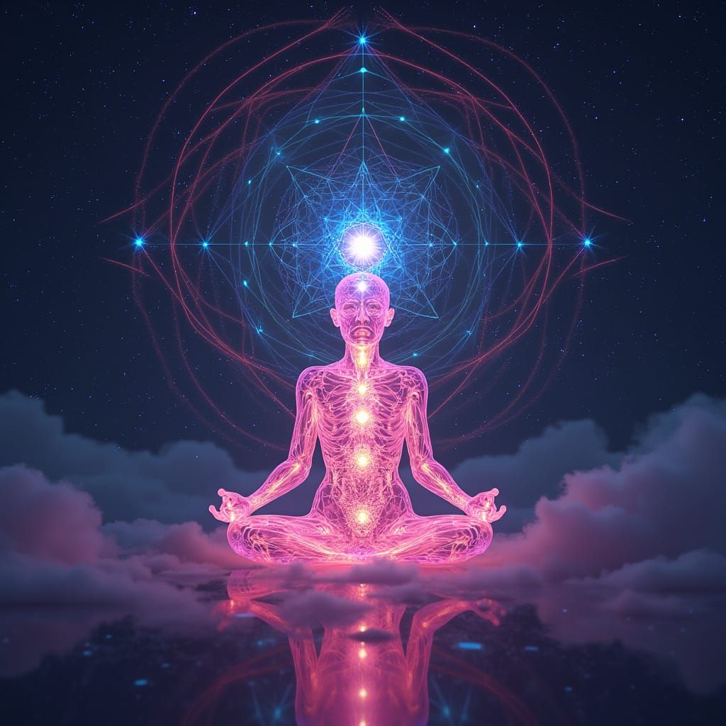 Celestial Form: Glowing Geometries in Cosmic Light