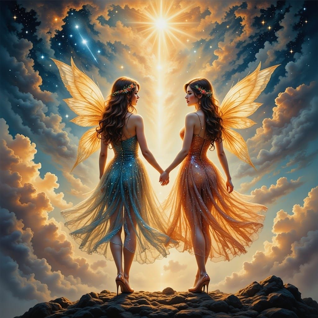 Futuristic Fairies: Sparkling Friends in Sunshine Rays