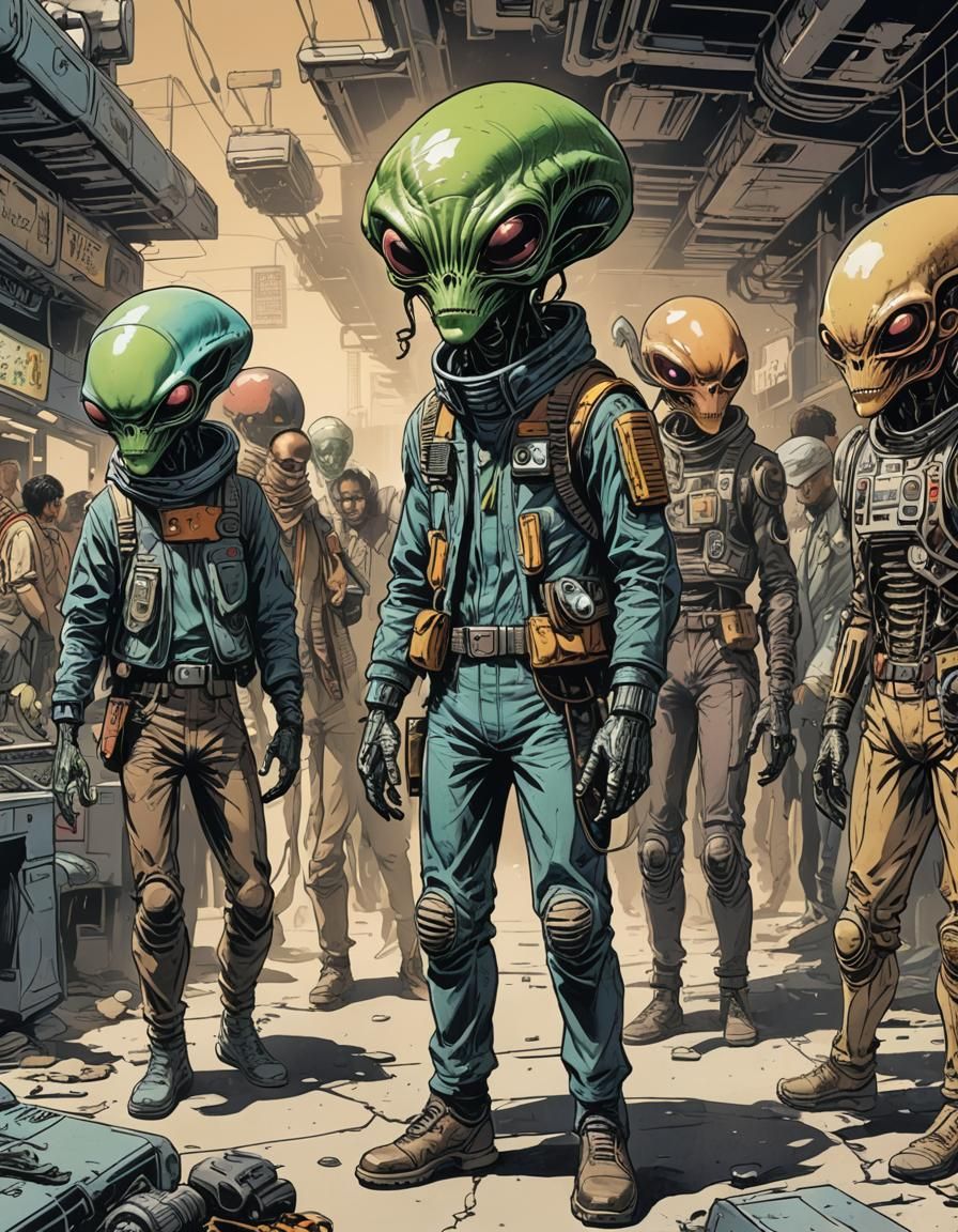 Hipster Alien in Sci-Fi Comic Art
