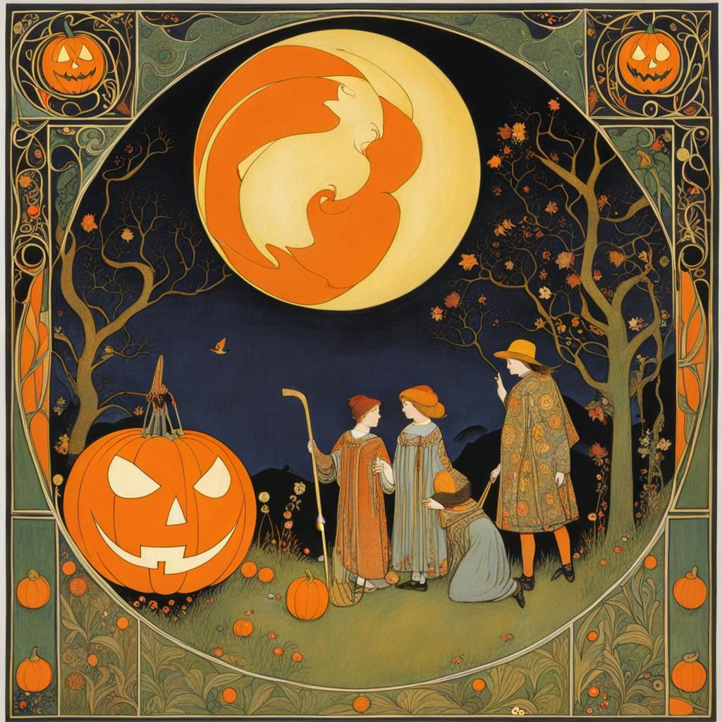 Halloween Trick-or-Treat in Arts and Crafts Style