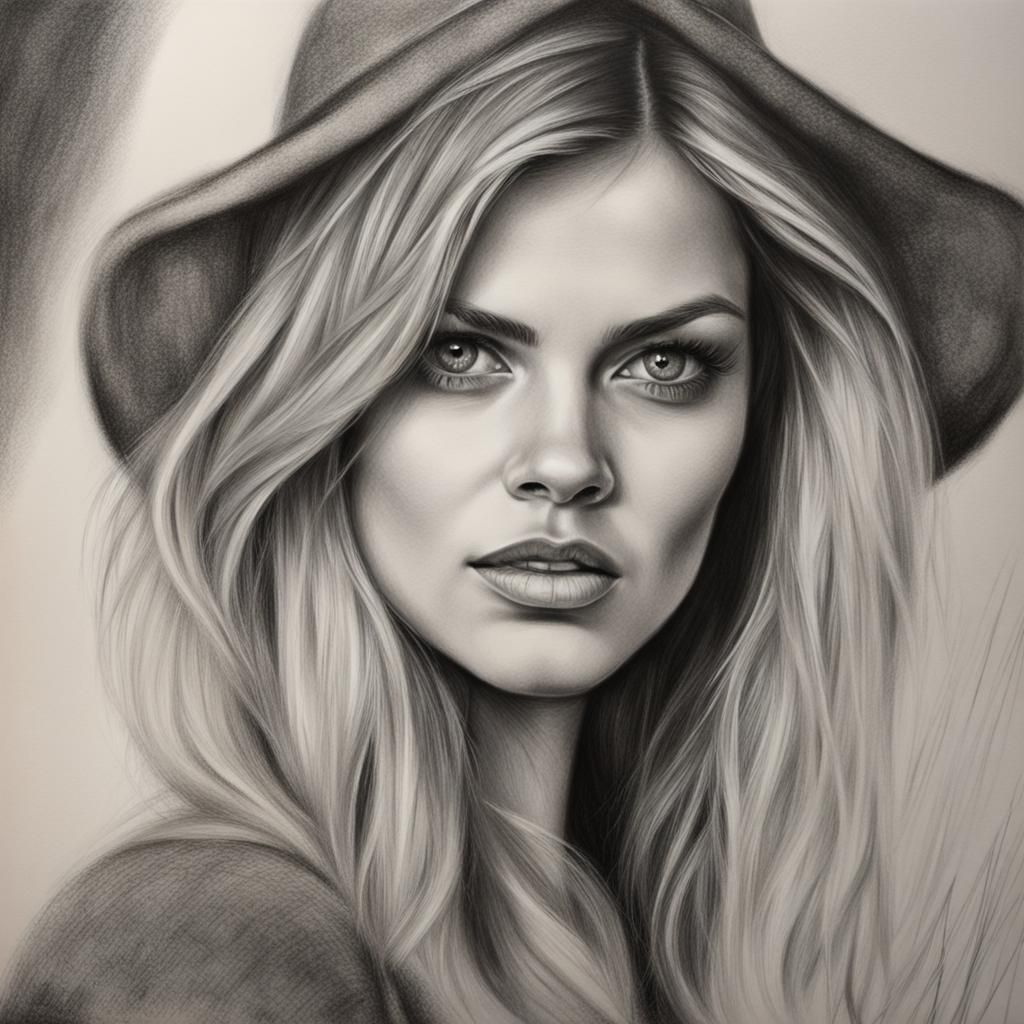 Hyperdetailed Charcoal Drawing of Samara Weaving