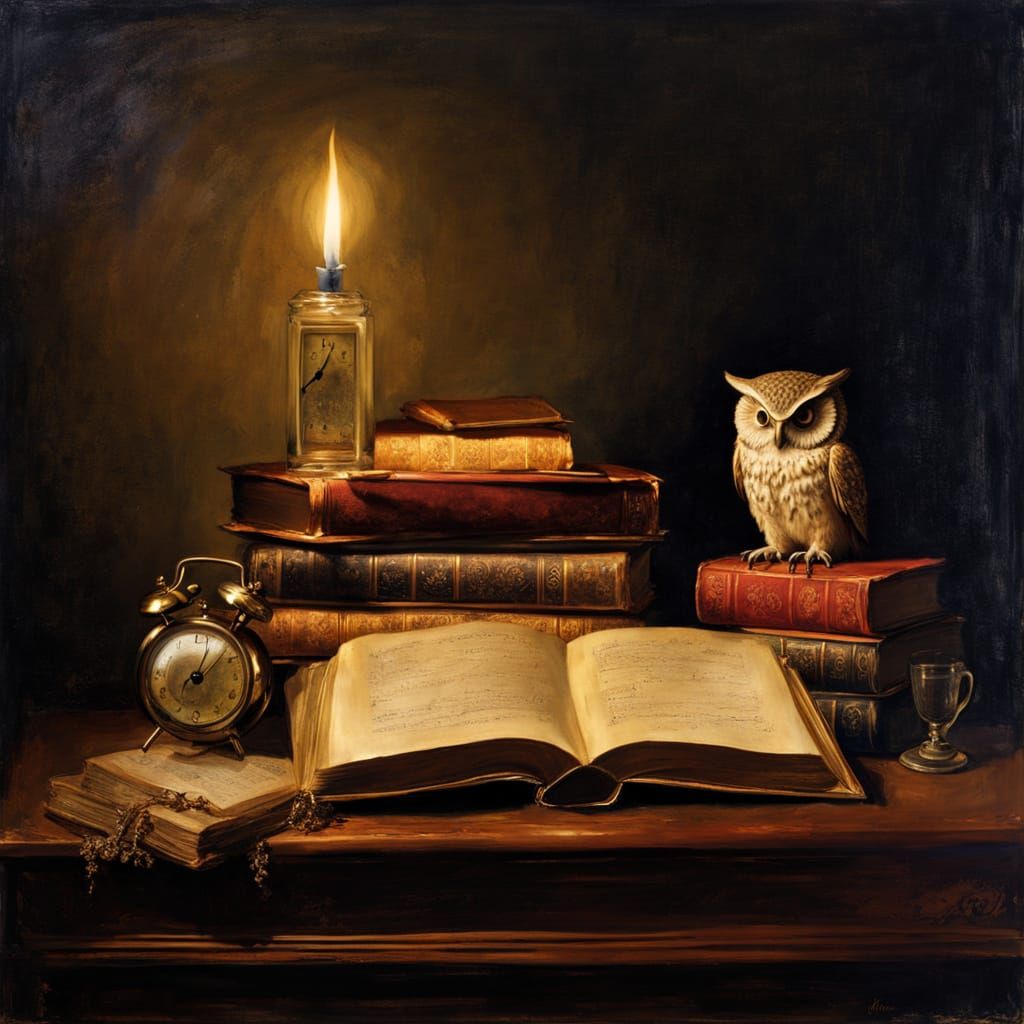 Whimsical Still Life in Eerie Candlelight