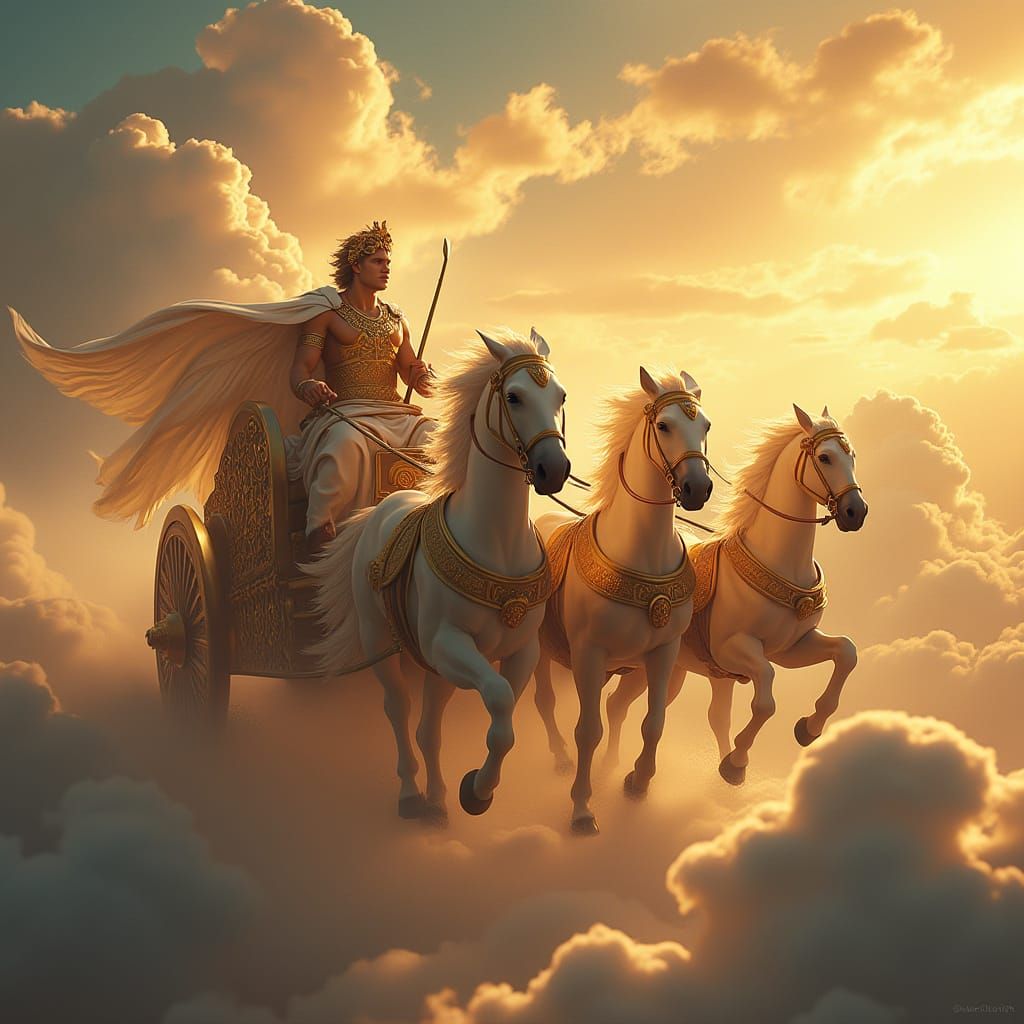 Apollo Soars Through Celestial Realms in Golden Glory