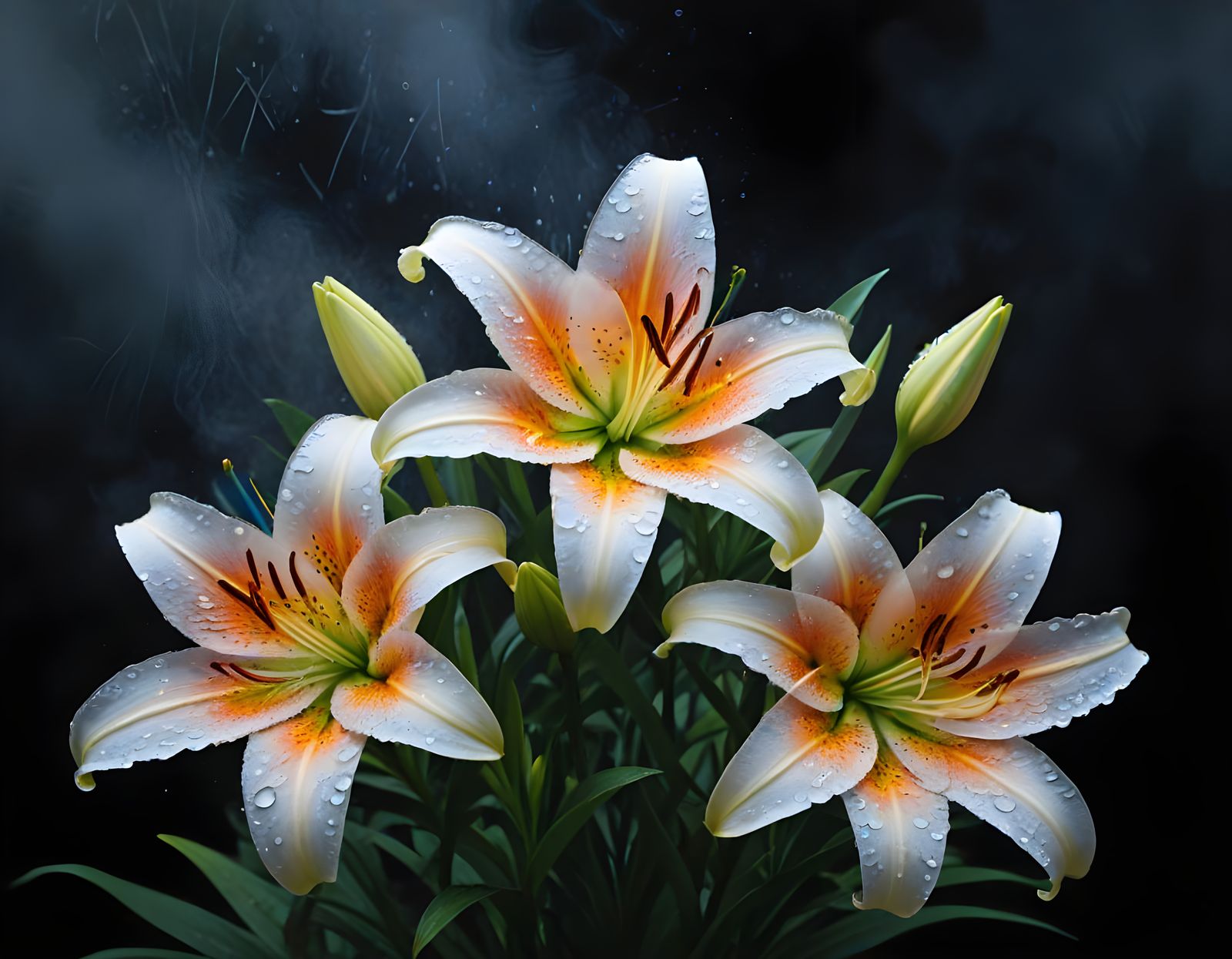 Lilies blooming
