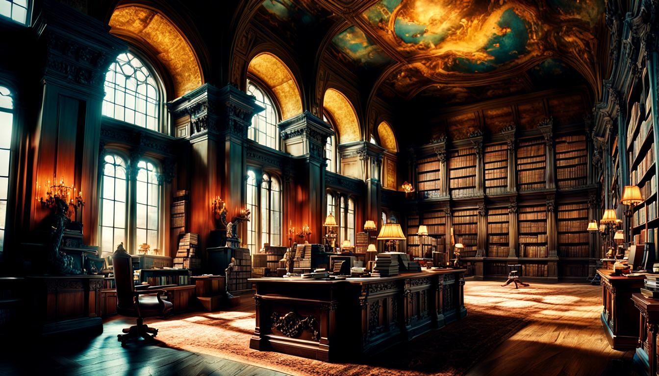 Monstrous Bookworms in a Colorful Ancient Library