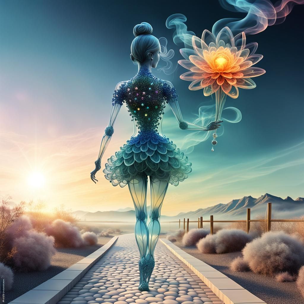 Crystal Smoke Woman Walks to Love Land