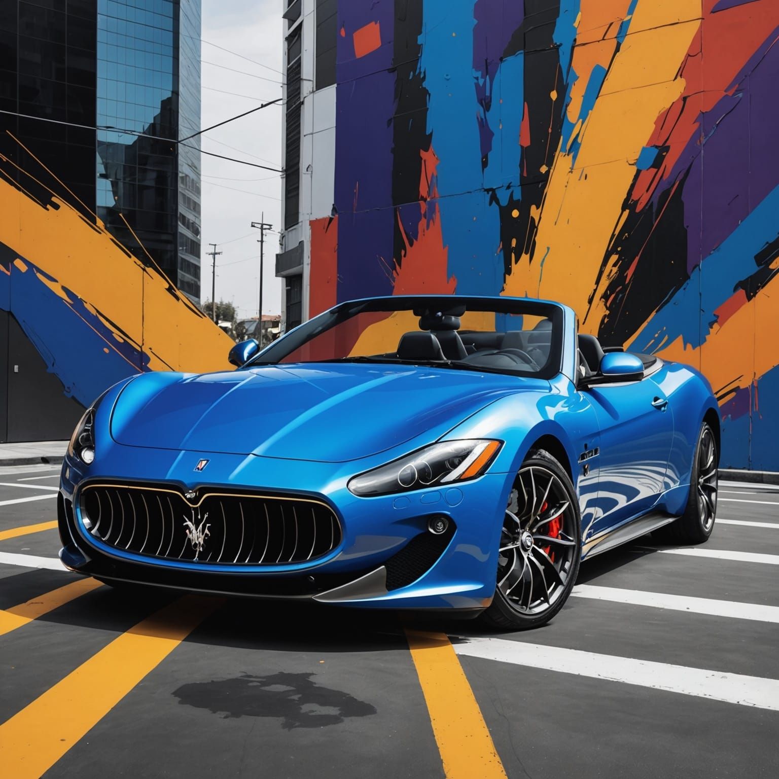 Futuristic Maserati Gran Turismo Convertible in Abstract Art