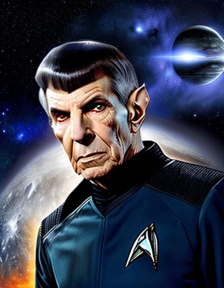 Spock Portrait on Alien Planet in Fantasy Art Style