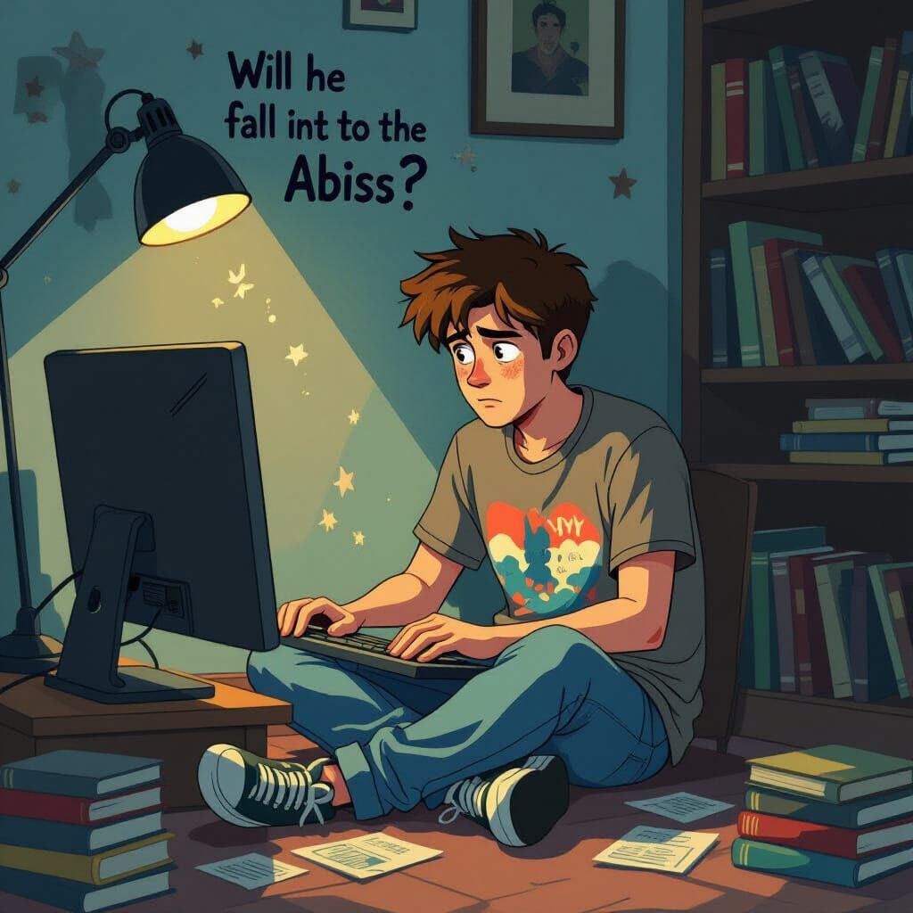 Lonely Man's Turmoil: Animated Digital Painting