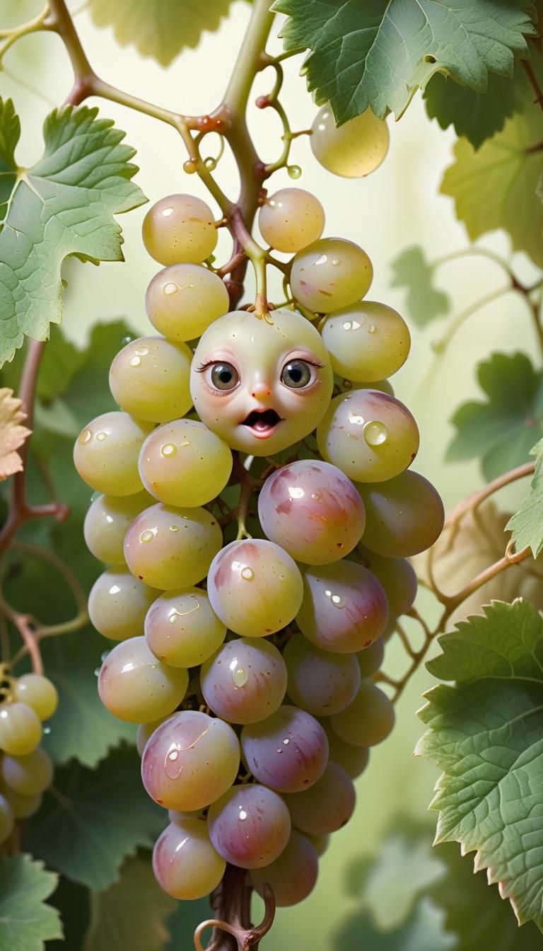 Anthropomorphic Grapes in a Mystical Vineyard