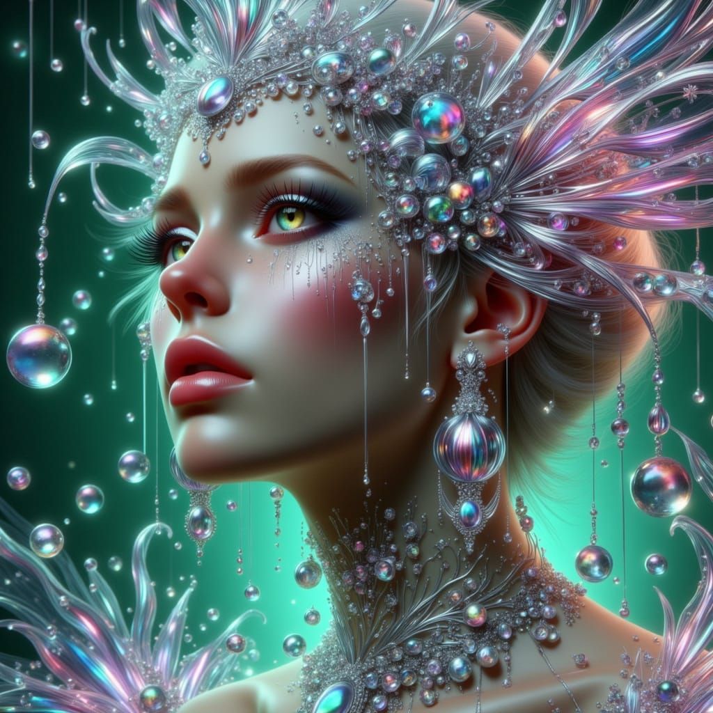 Fairy Goddess Cries Silver Tears in Aurora Fantasy