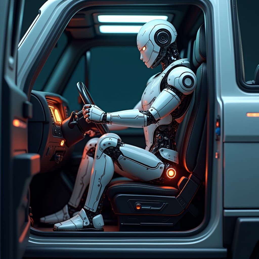 Robot in High-Tech Truck: 3D Anime Art