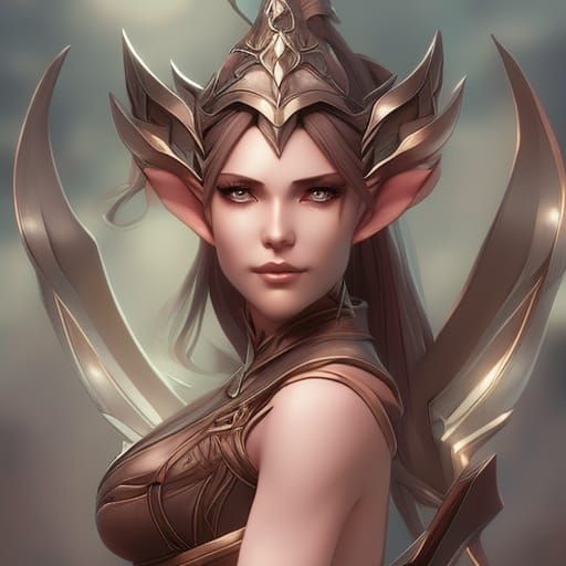Elf Ranger Portrait in Detailed Forest, Trending Art