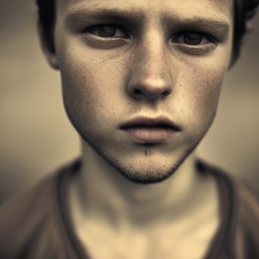 Close-Up Portrait of a Wise Young Man