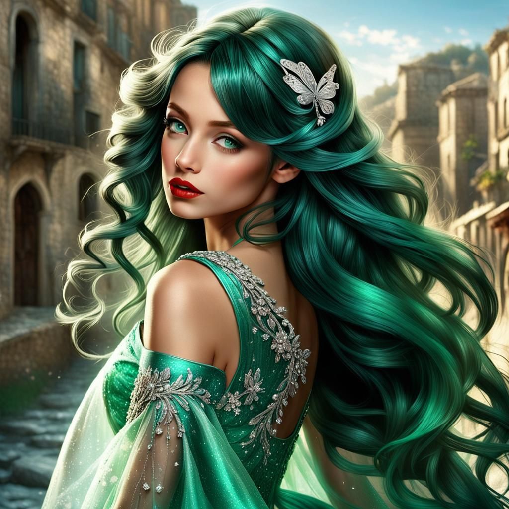 Fairy on Hand in Digital Oil and Watercolor