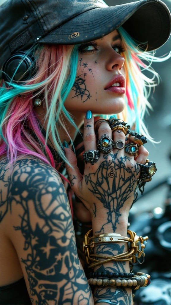 Surreal Cyberpunk Biker Goddess