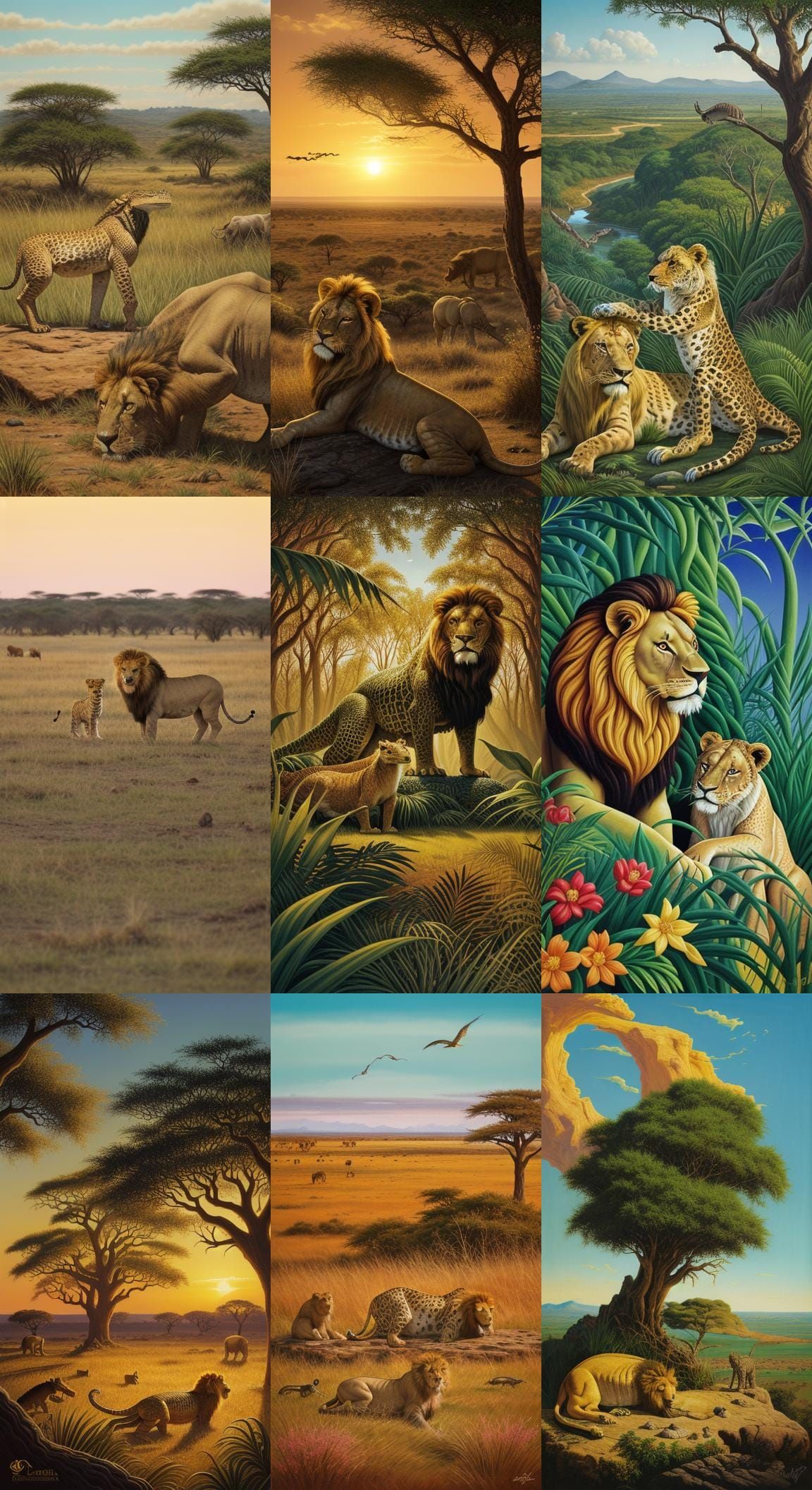 Lion and Crocodile Reigning in Africa