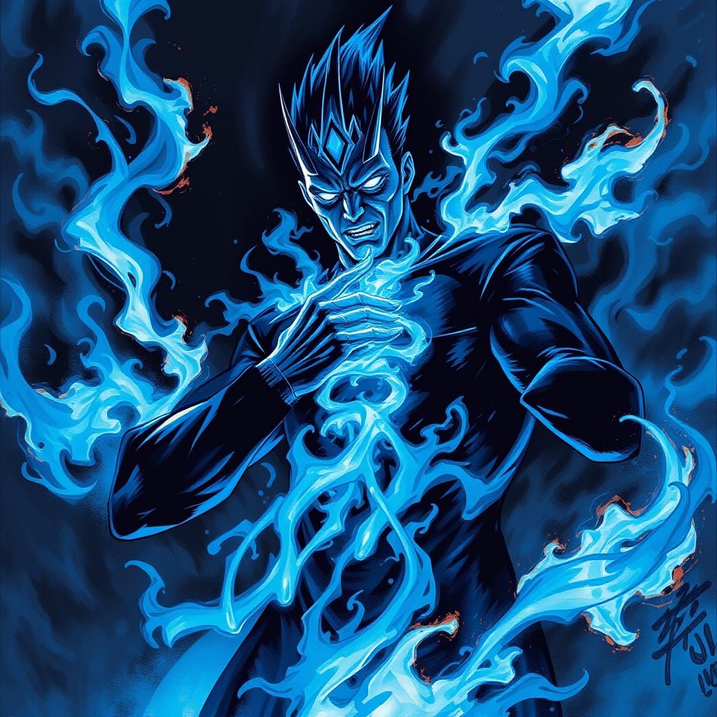 Dabi Engulfed by Fiery Vortex in Dark, Ominous Style