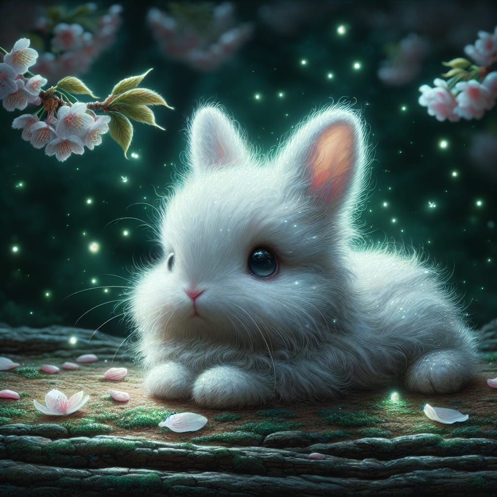Adorable Bunny in Ethereal Countryside Setting