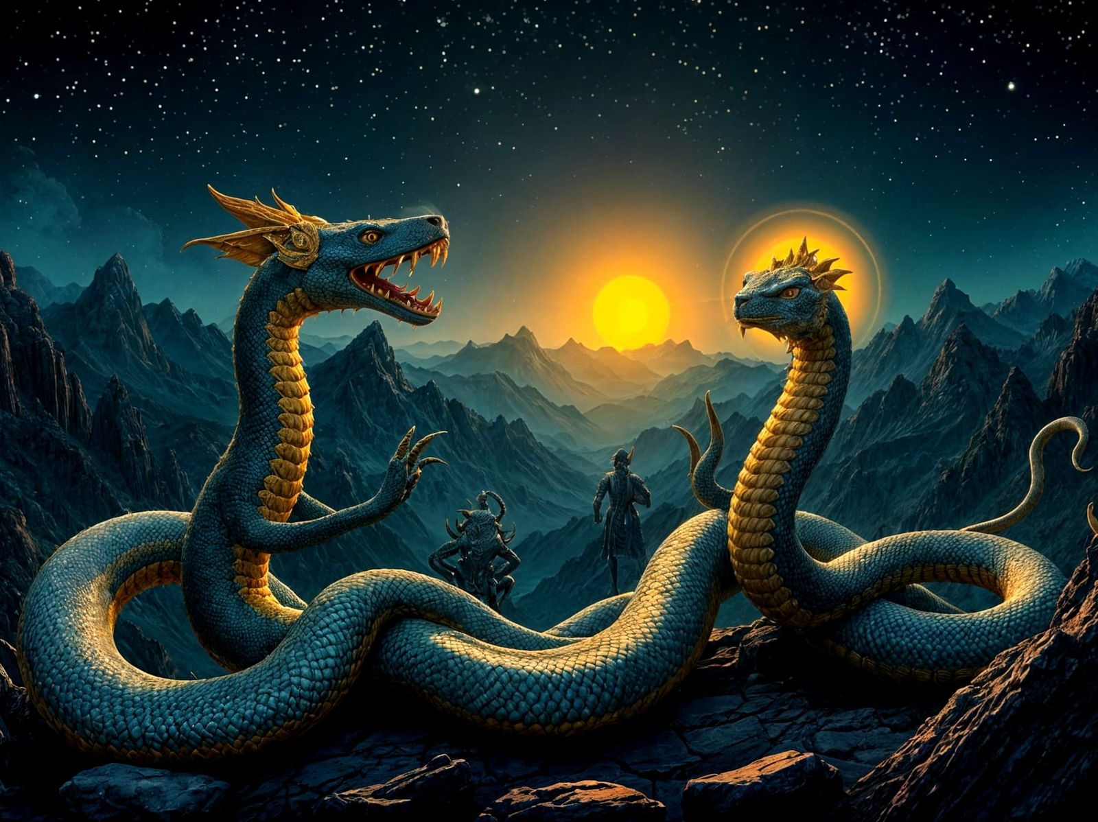 Nagas in a Surreal Hindu Dreamscape