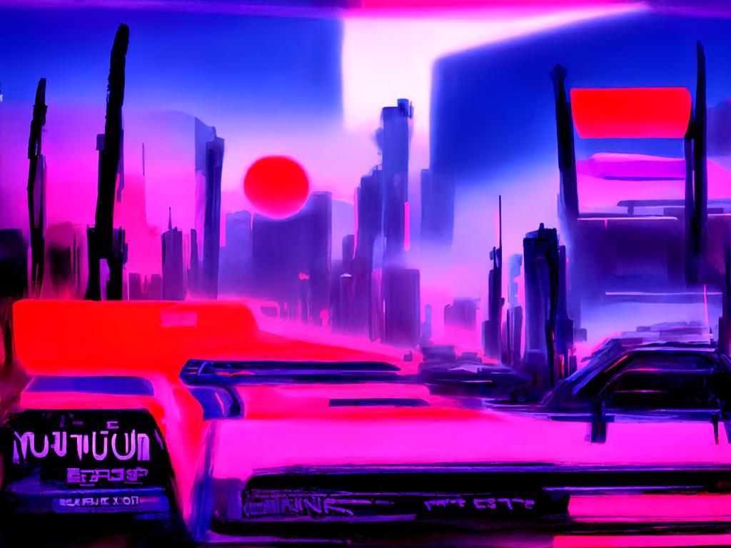 Cyberpunk City 2099: Neon Retro Utopic Dawn