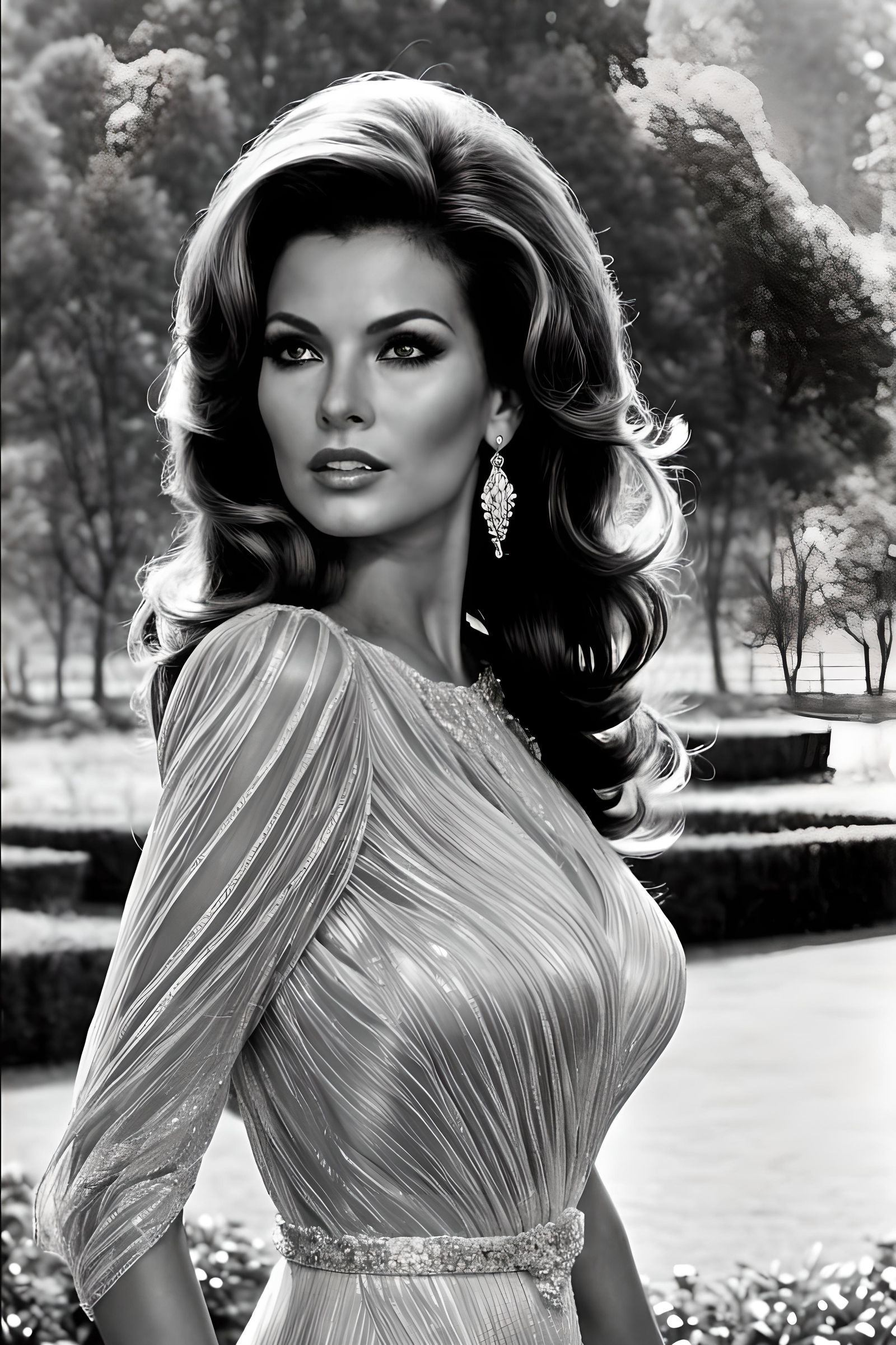 Striking Noir Portrait of Woman in Park