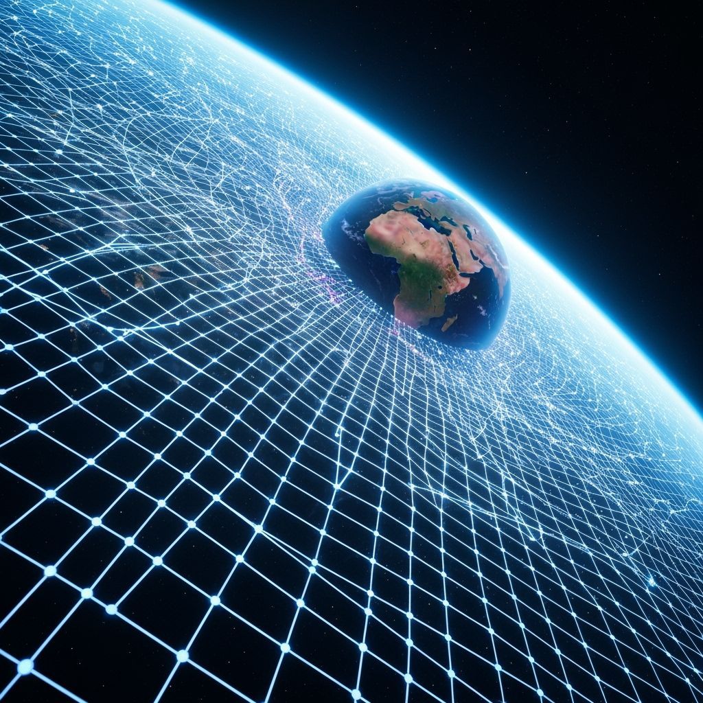 Earth Enveloped in Neon Grid: A Cyberpunk Vision