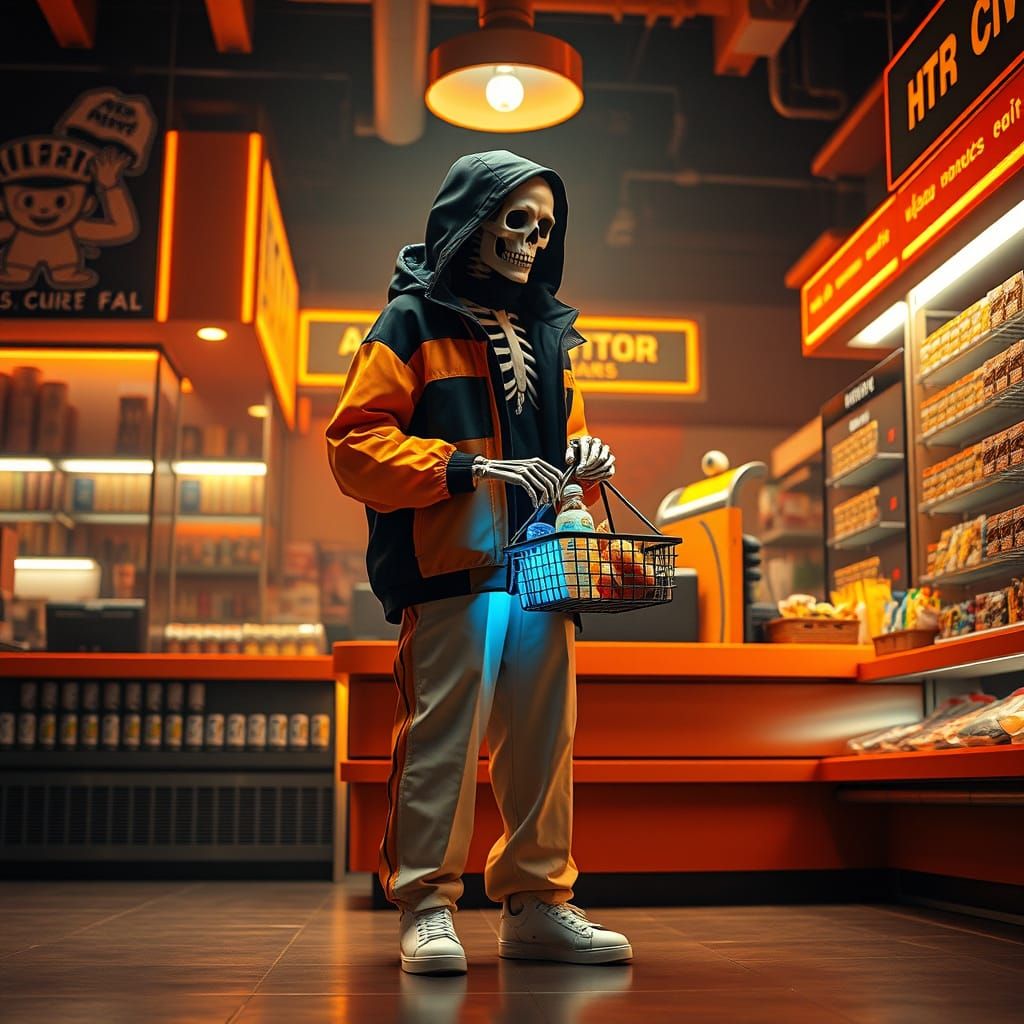 Skeleton in Urban Future, Syd Mead Style