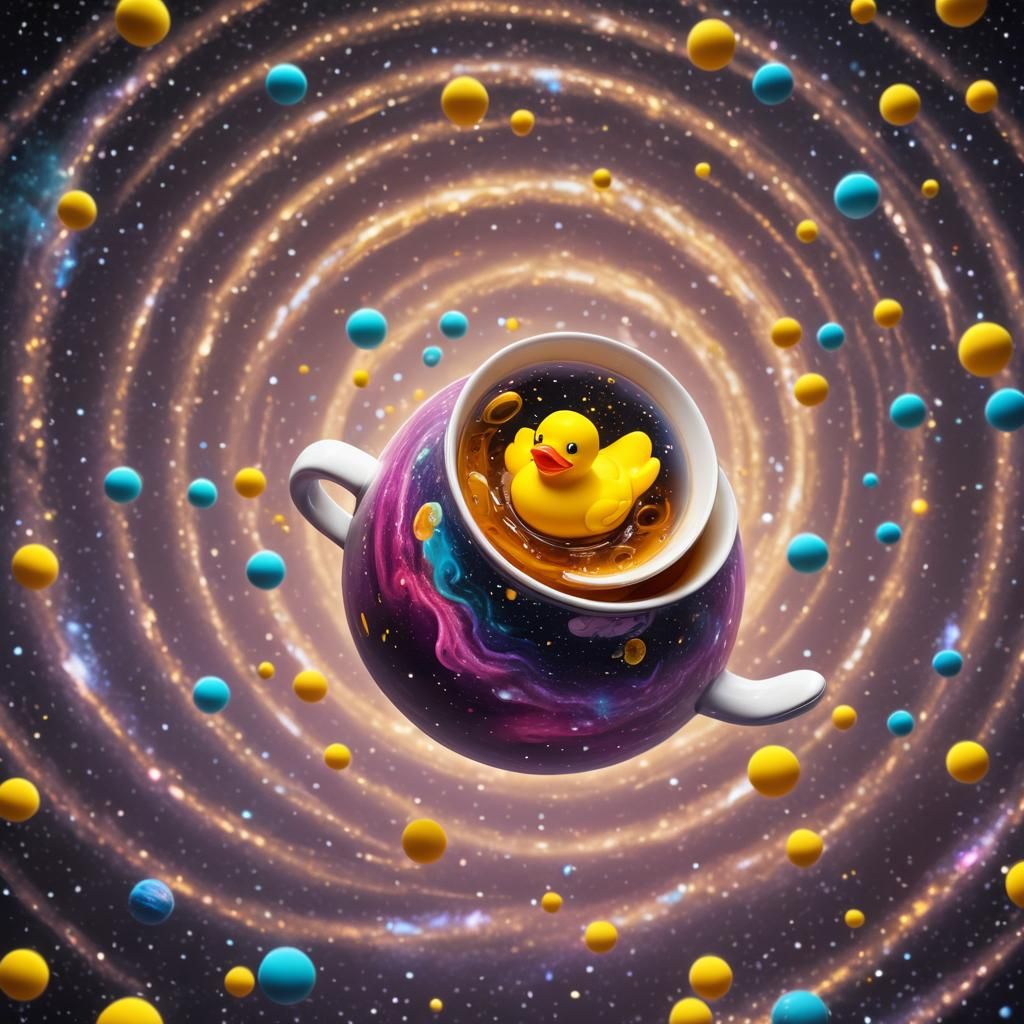 Cute Rubber Duck in Space with Galaxy