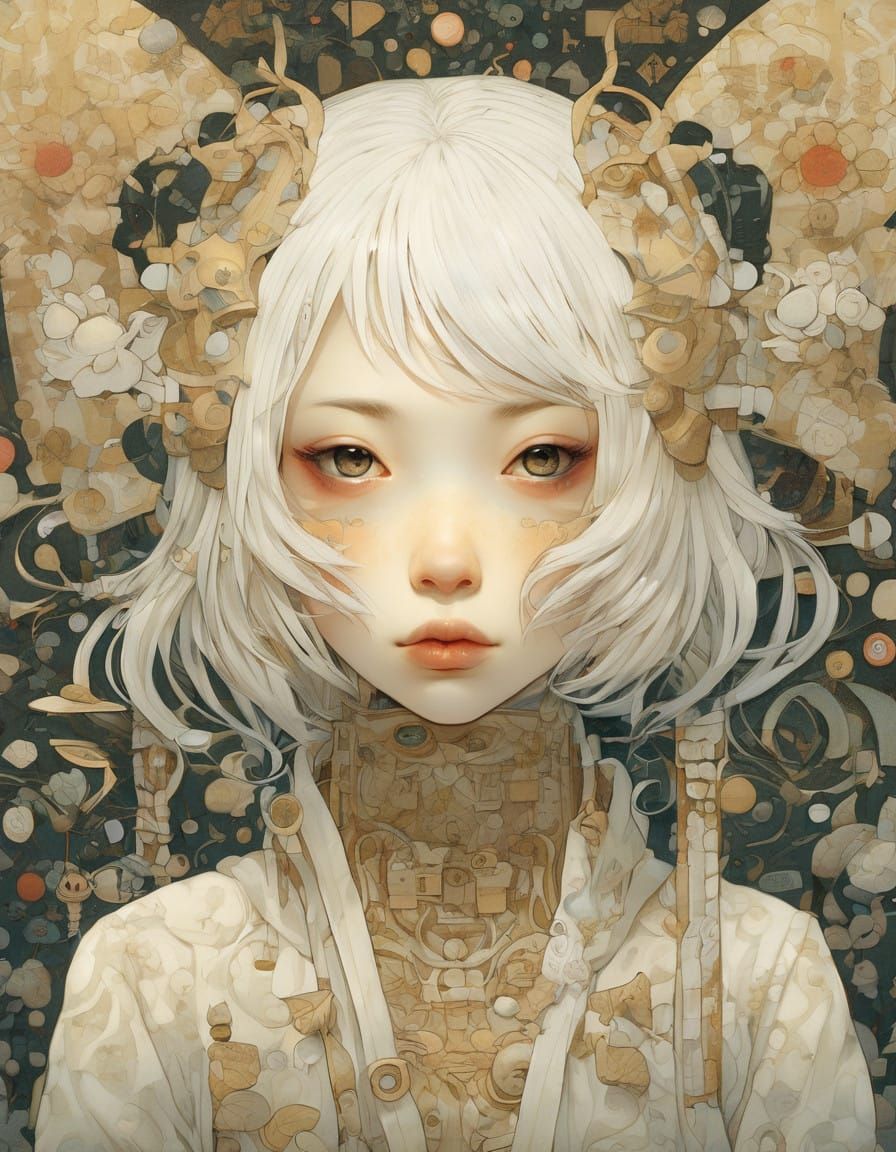 Futuristic Portraits of Women with White Hair