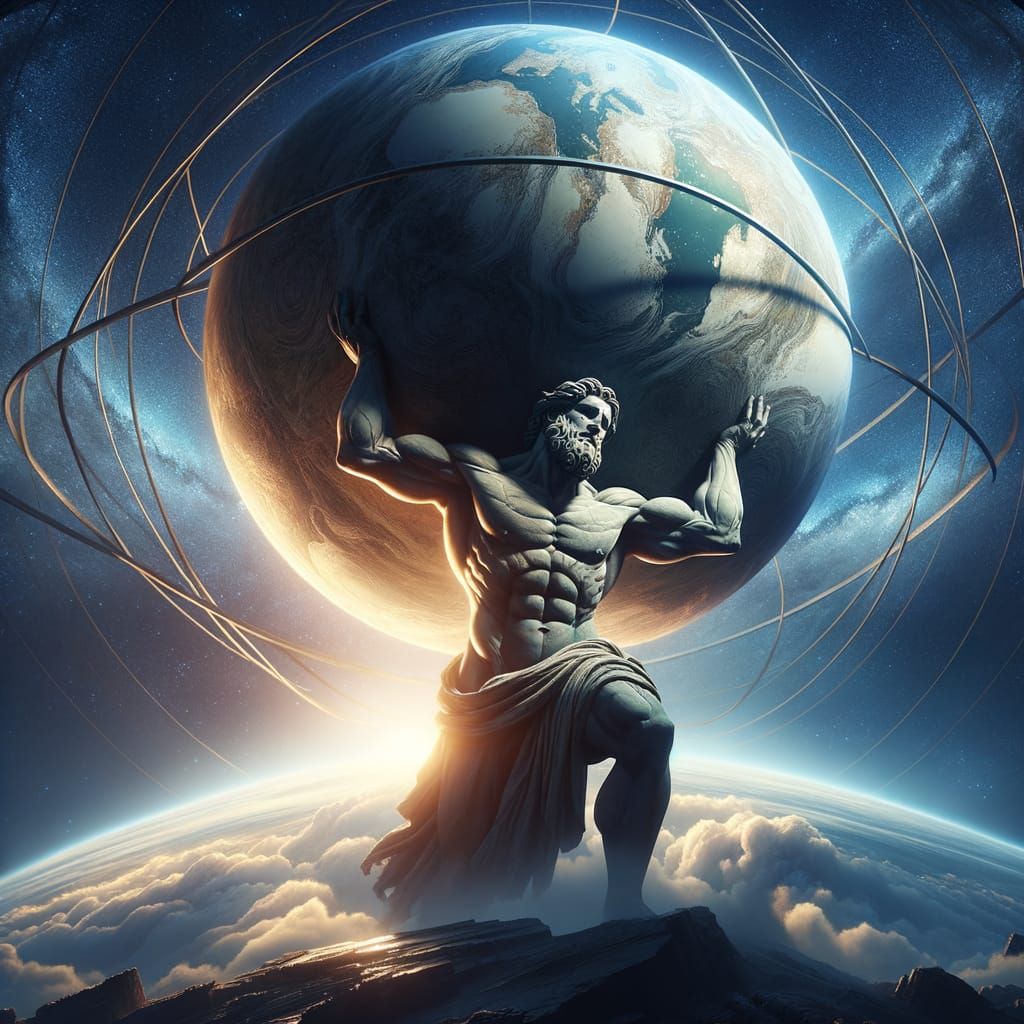 Atlas Holding Celestial Sphere in Greek Mythology