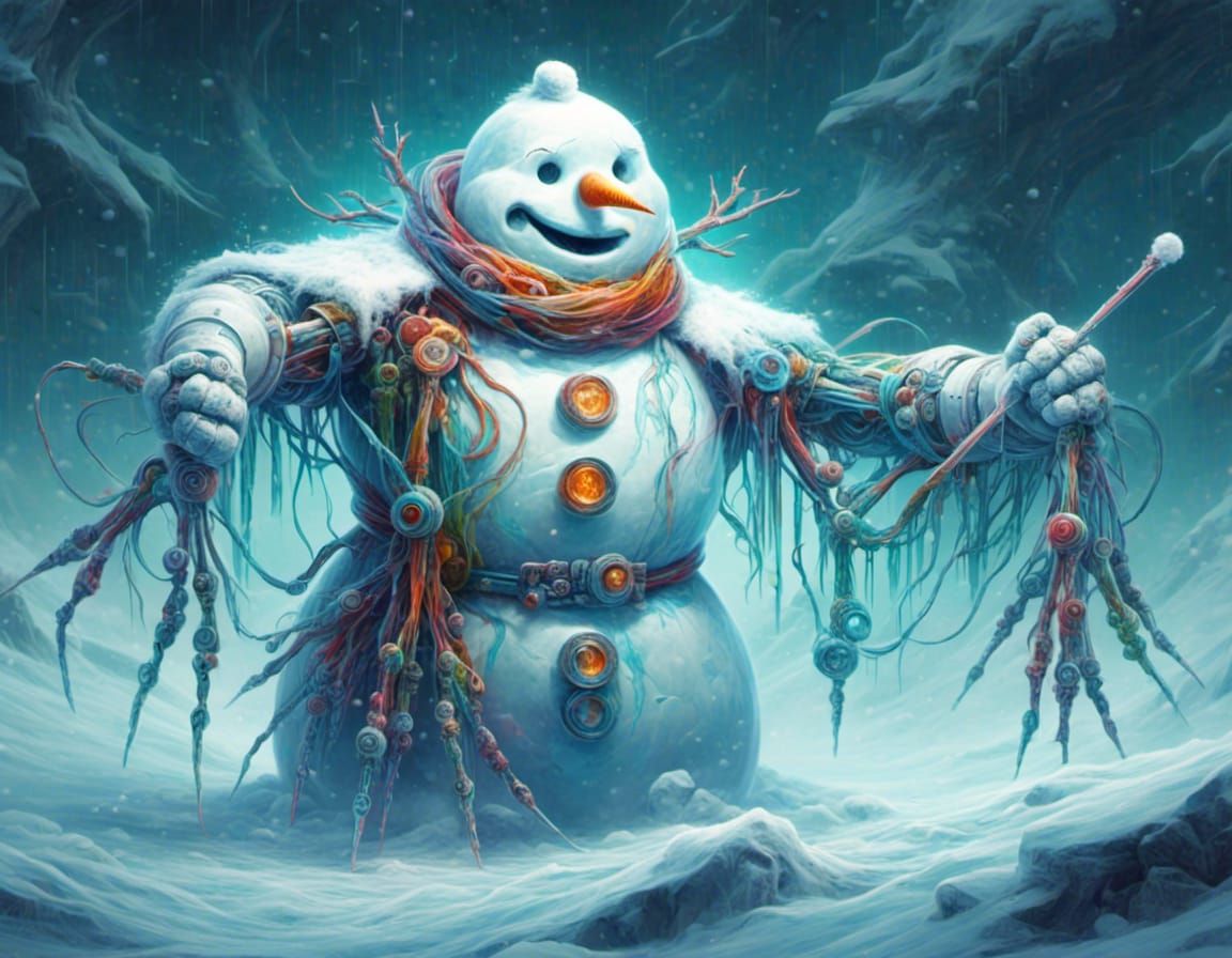 Deus Ex Machina Snowman: Futuristic Digital Rendering