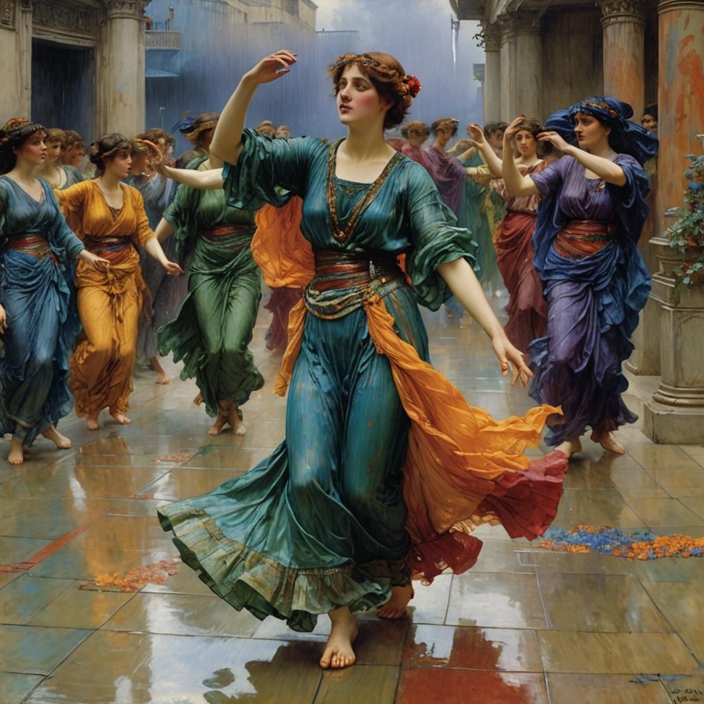 Rainbow Dancer in Motion Inspired by Alma-Tadema