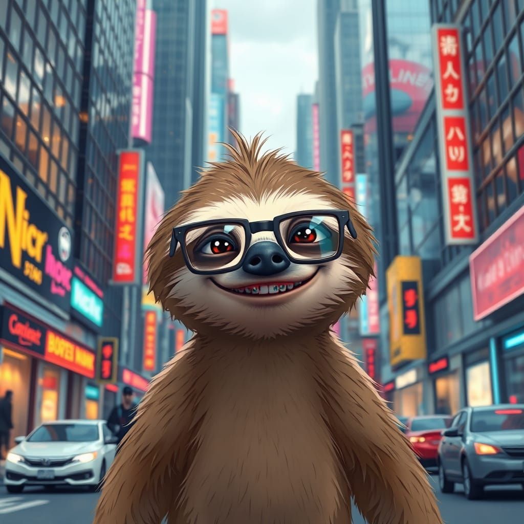 Sloth in Trendy Urban Outfit