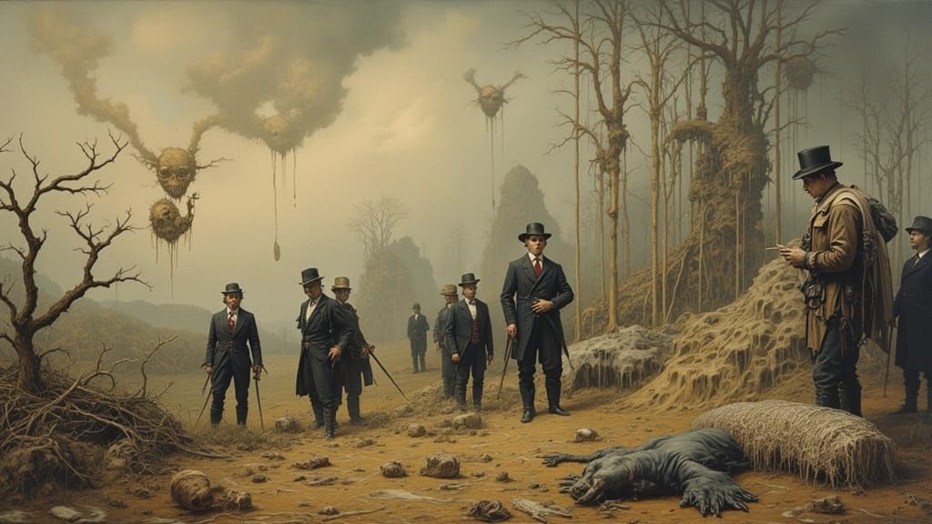 Surrealist Inspectors Taming a Melting Wilderness