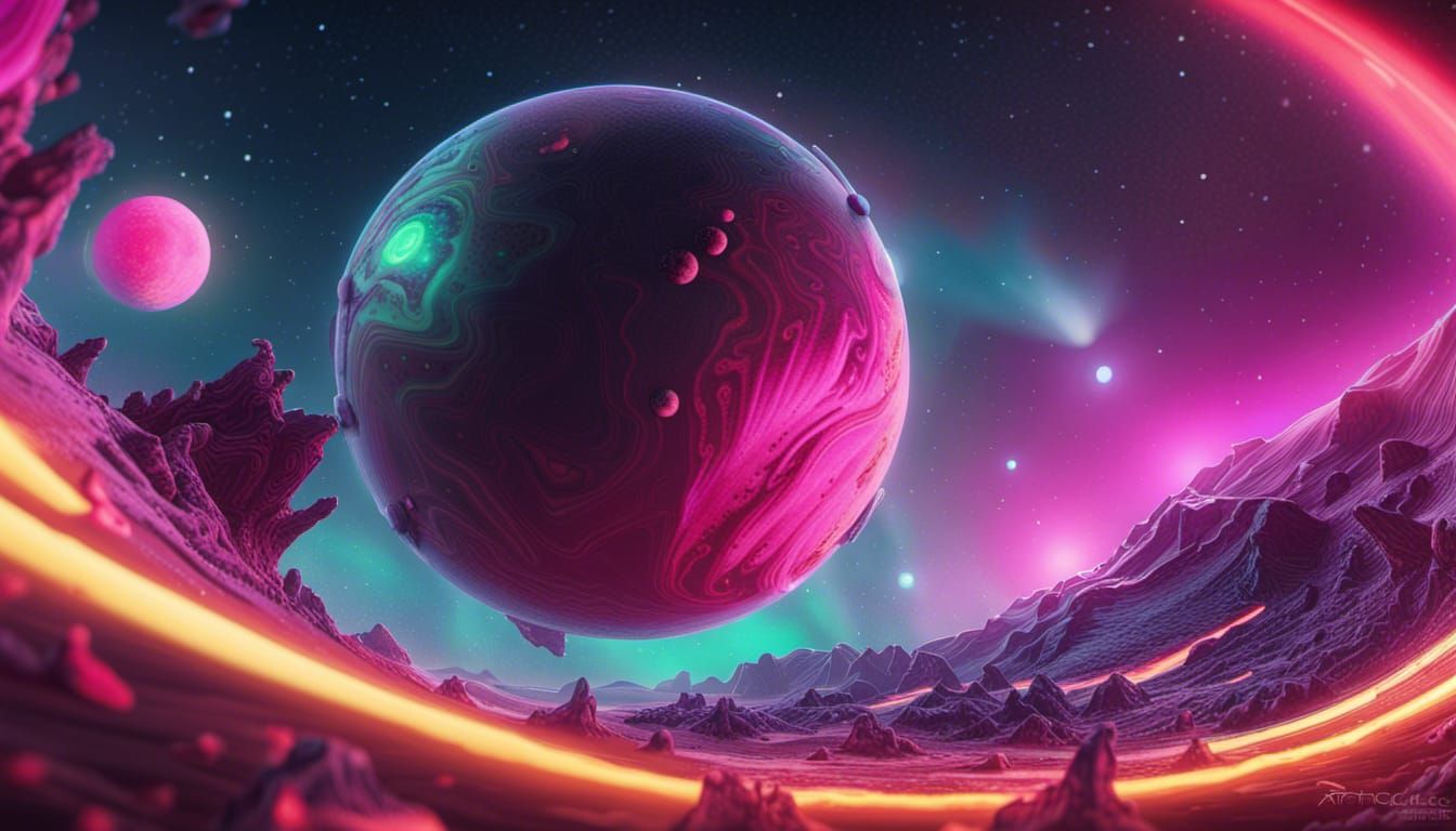 Exoplanet Aurora in Fantasy Astronomy Style