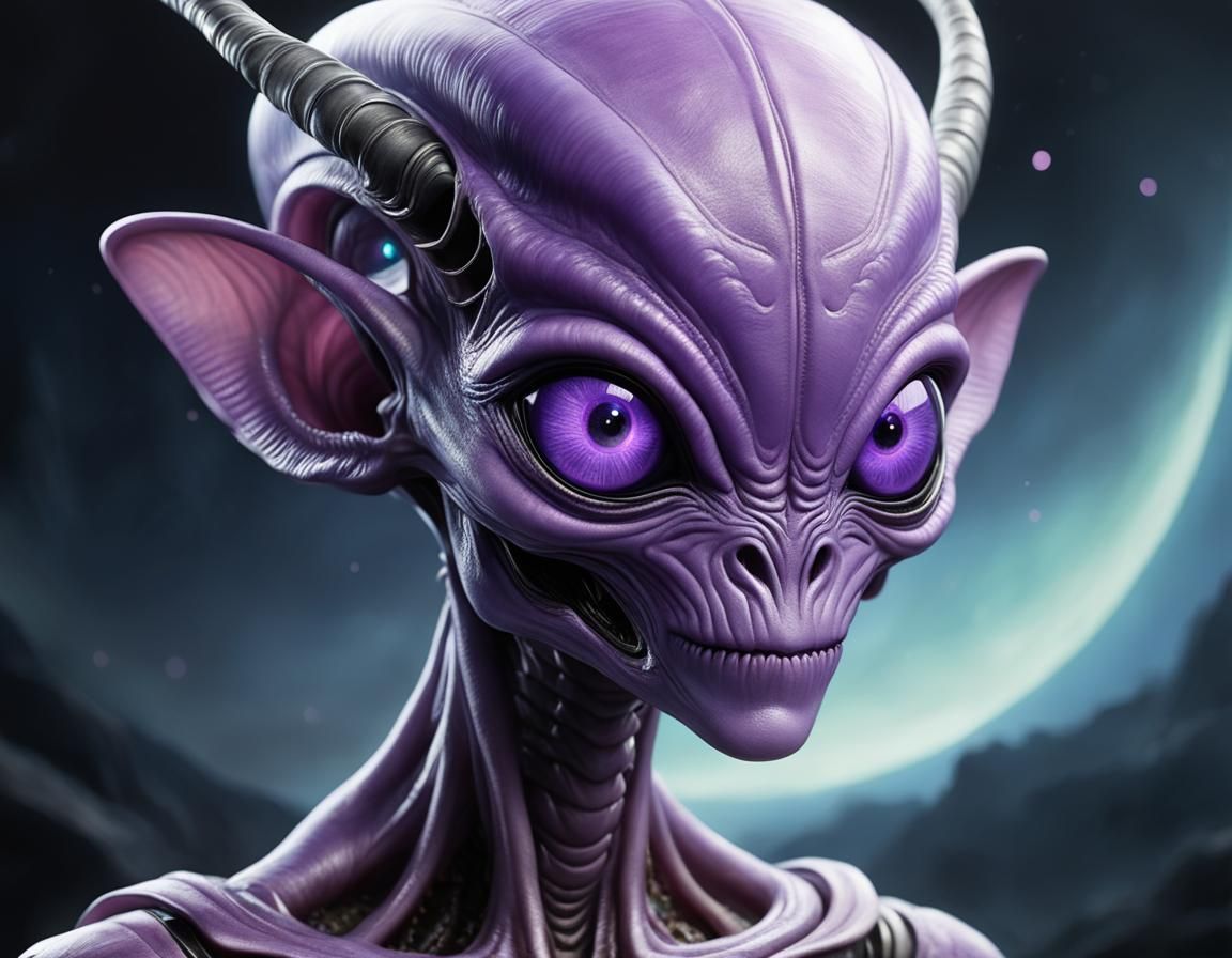 Hybrid Alien with Three Eyes and Horn