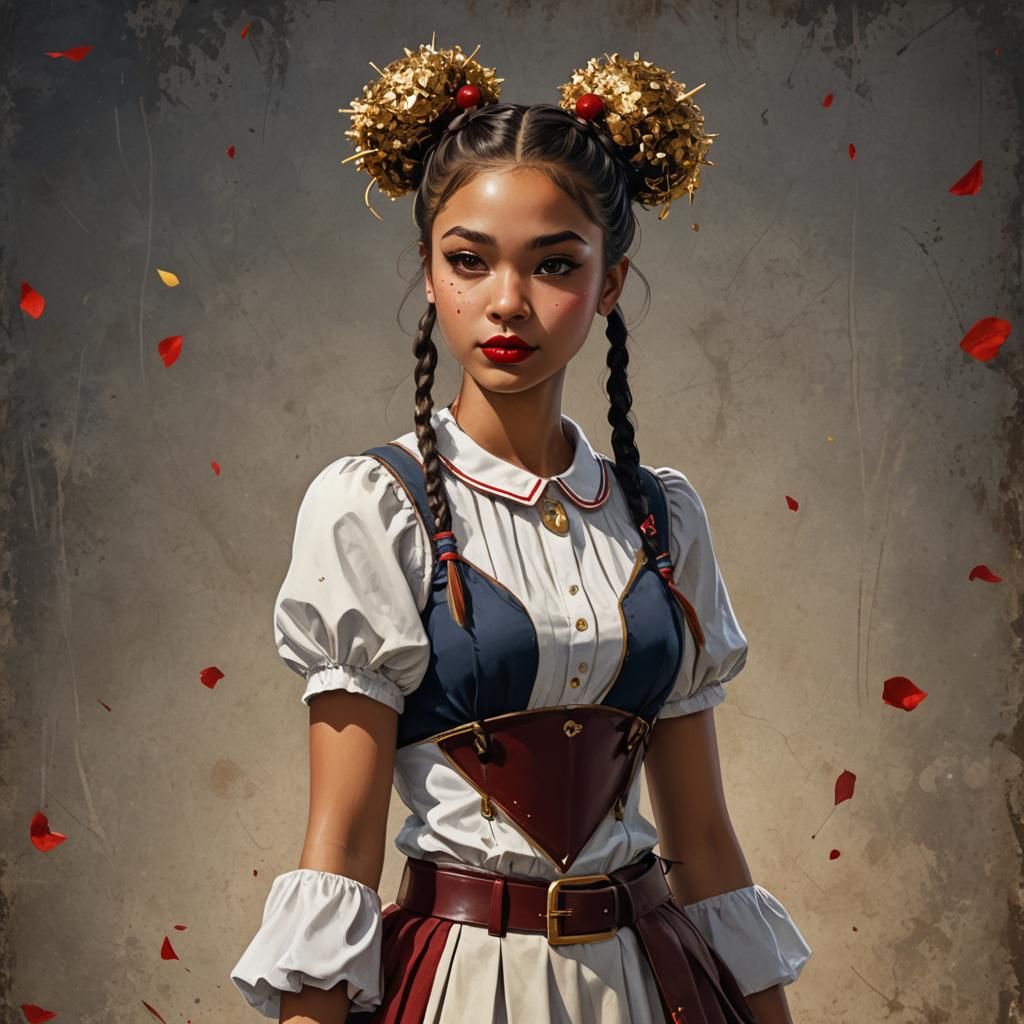 Cincinnati Girl with Pom Poms: Fantasy Concept Art