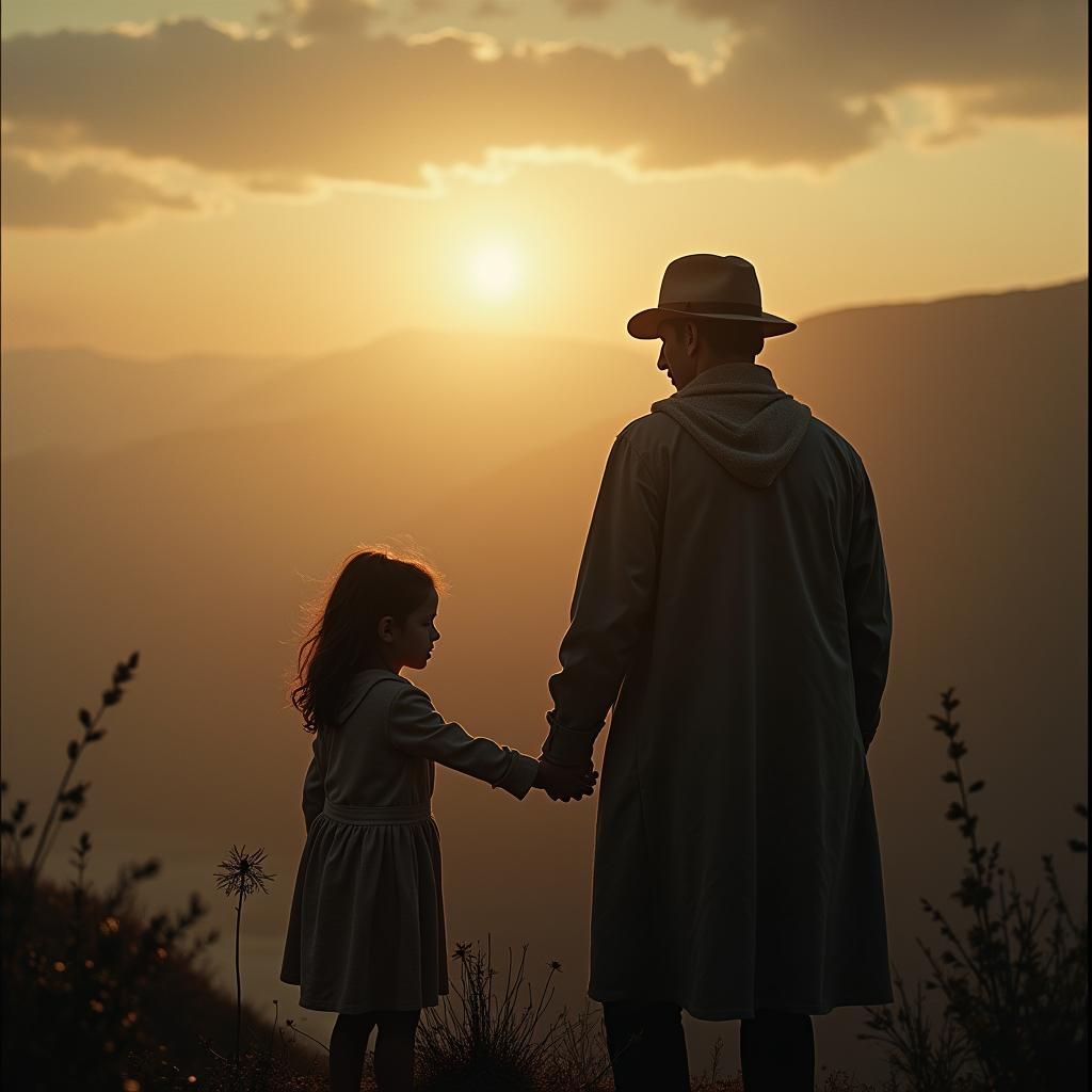 Father and Daughter: Poignant Moment in Cinematic Style